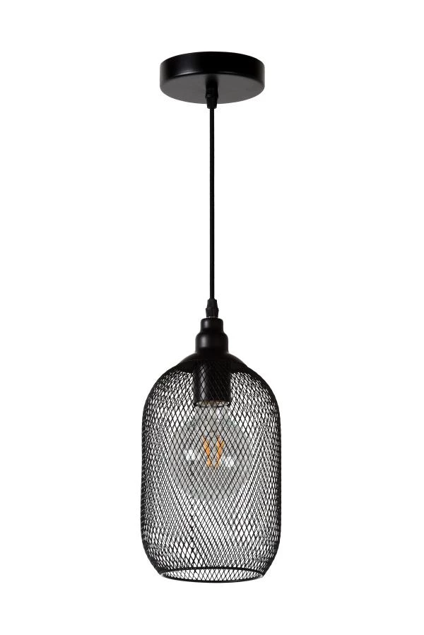 Lucide MESH - Hanglamp - Ø 15 cm - 1xE27 - Zwart - uitgezet